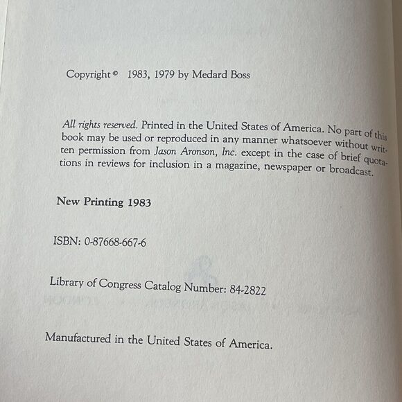 VTG Existential Foundations of Medicine & Psychology Hardcover Medard Boss 1983 - Picture 4 of 10